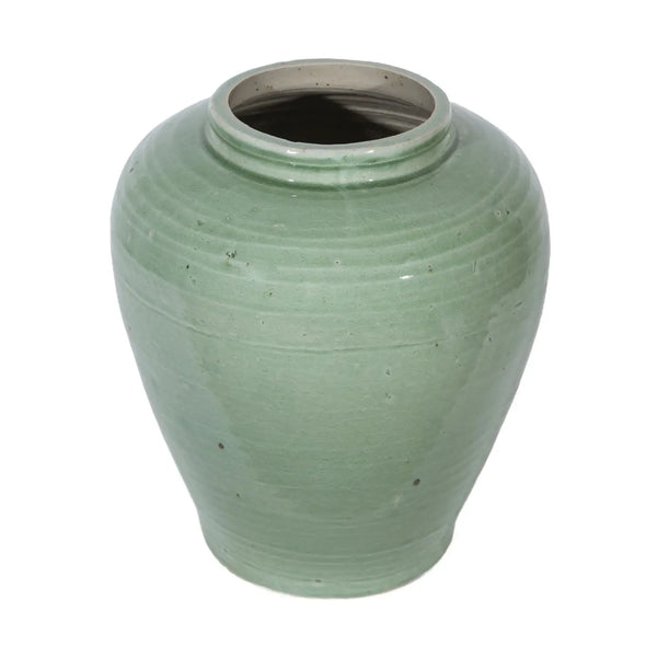 Crackle Wide Shoulder Vase - Green
