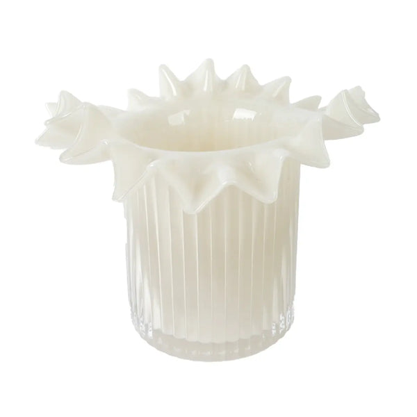 Cream Rumple Glass Vase