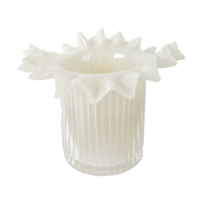 Cream Rumple Glass Vase