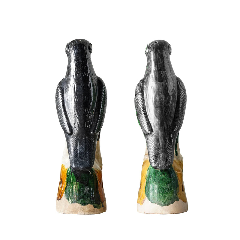Hand-Painted Jingdezhen Porcelain Birds, Pair