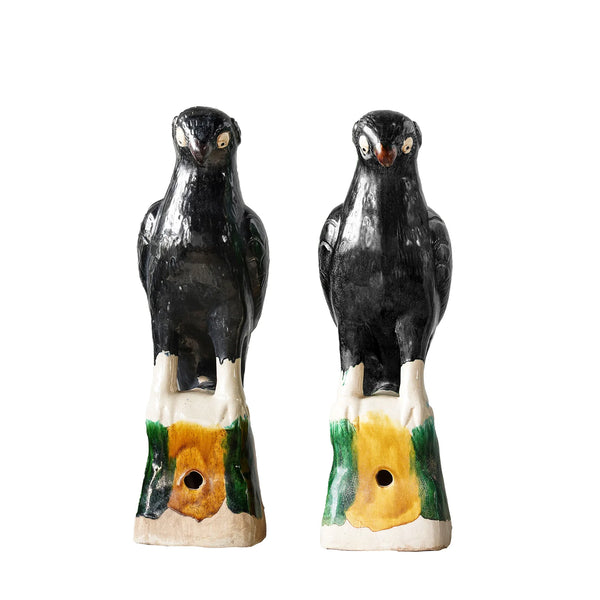 Hand-Painted Jingdezhen Porcelain Birds, Pair