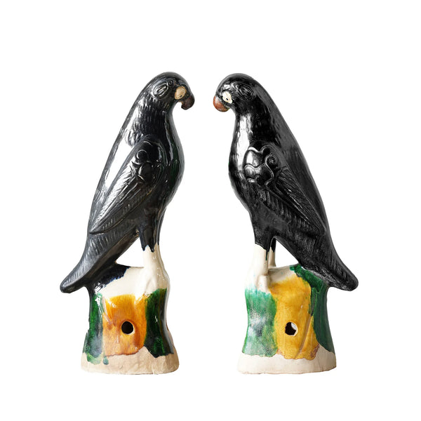 Hand-Painted Jingdezhen Porcelain Birds, Pair