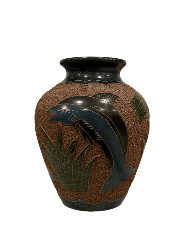 Decoratively Carved Pottery Vases