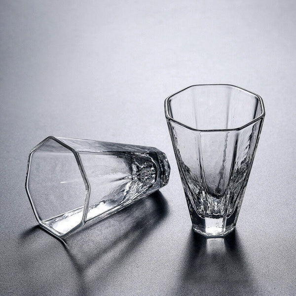 Handmade Tall Polygon Glass Tea Cups