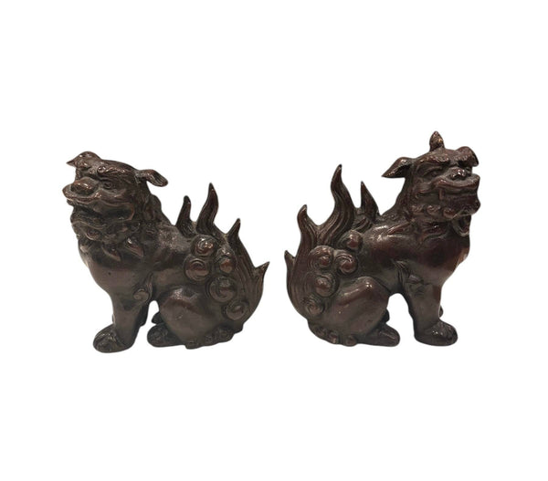 Pair of Chinese Iron Guardian Lions, Vintage - Anecdote