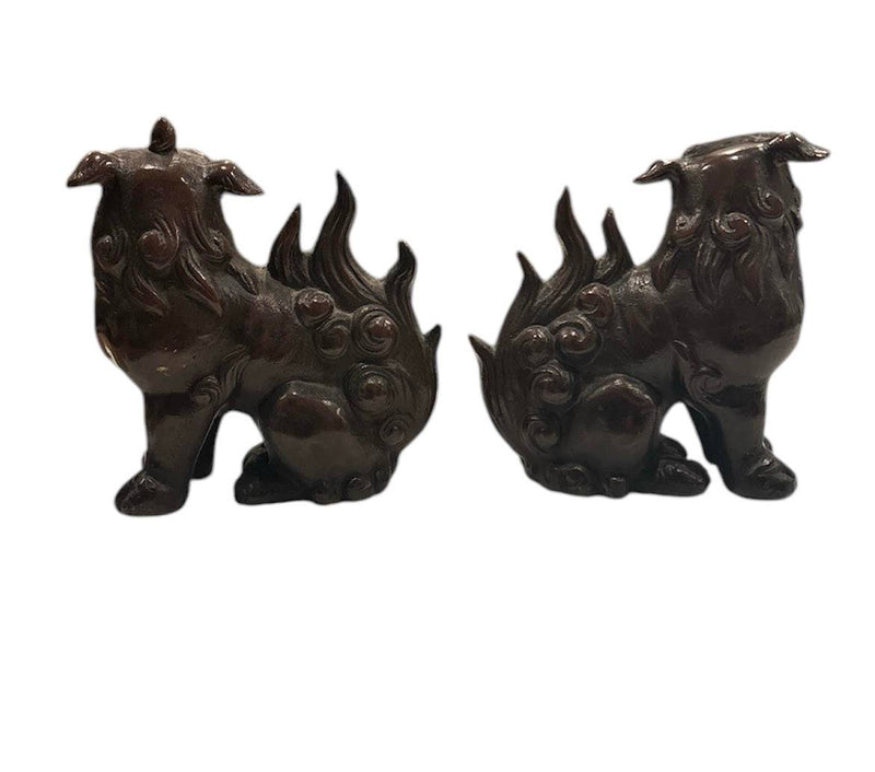 Pair of Chinese Iron Guardian Lions, Vintage - Anecdote