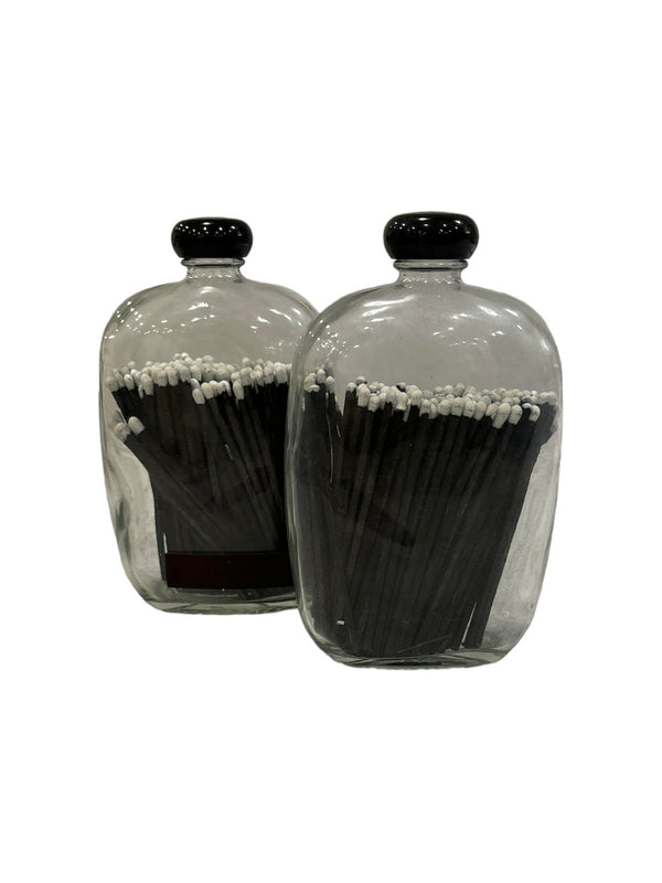 Glass Decanter with Black Matches