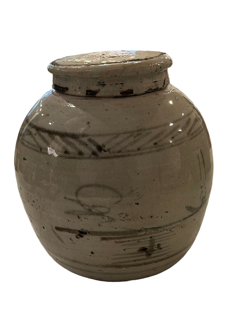 Asian Porcelain Jar with Lid, Vintage