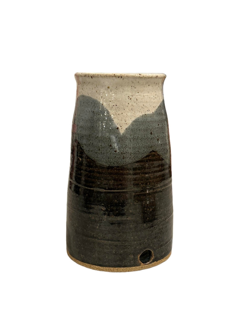 Black/Blue/White Glazed Pottery Vase