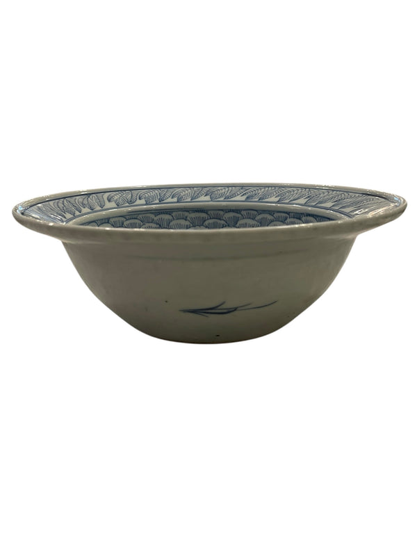Rimmed Blue and White Bowl