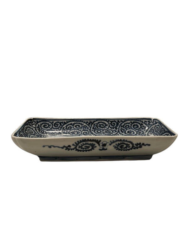 Blue and White Floral Rectangular Dish