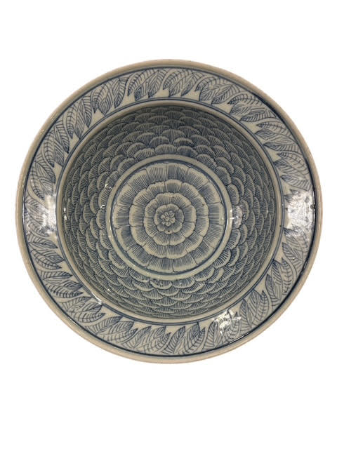 Rimmed Blue and White Bowl