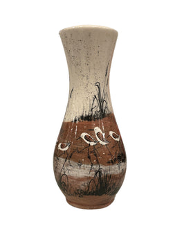 Mid-Century Modern Ceramic Vase with Birds, Vintage