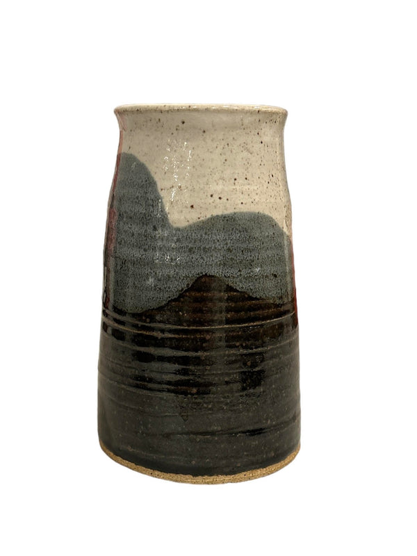 Black/Blue/White Glazed Pottery Vase
