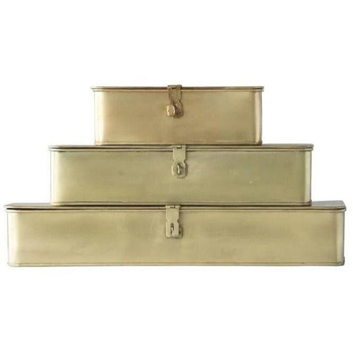 Decorative Brass Storage Boxes, Set of 3-Objects-Anecdote