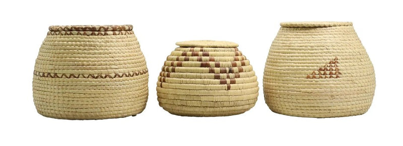 Zuni, Owambo Wicker Reed Decorated Baskets, Vintage