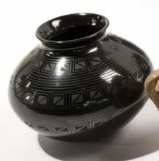 Blackware Vase with Geometric Motif