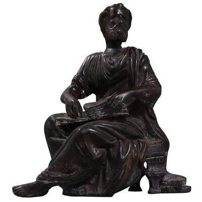 Cast Bronze Scholar Sculpture, 19th Century