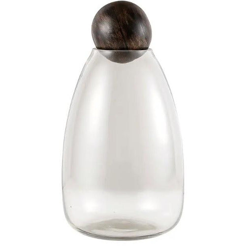 Glass Carafe with Wooden Ball Stopper