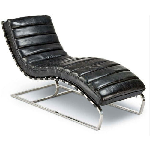 Black Leather Chaise Lounge
