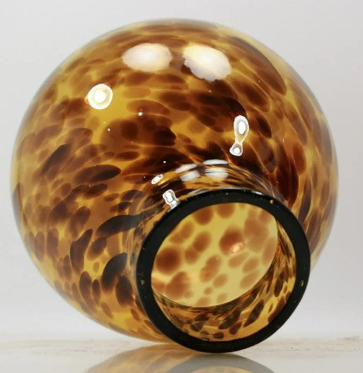 Amber and Brown Spotted Glass Vase, Vintage