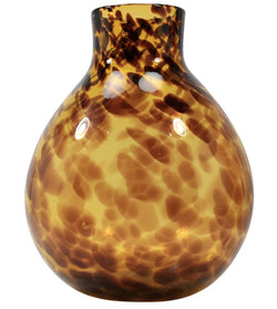Amber and Brown Spotted Glass Vase, Vintage