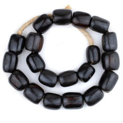 Black-Brown Batik Barrel Bone Beads