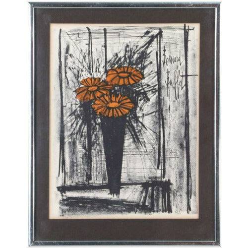 Bernard Buffet Lithograph "Flowers in Vase" Framed - Anecdote