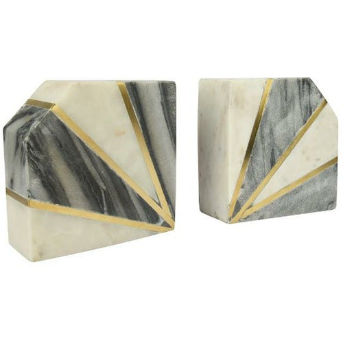Grey and White Marble Bookends
