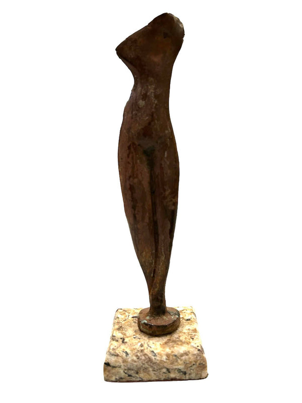 Bronze Nude Torso Statue on Marble Pedestal - Anecdote