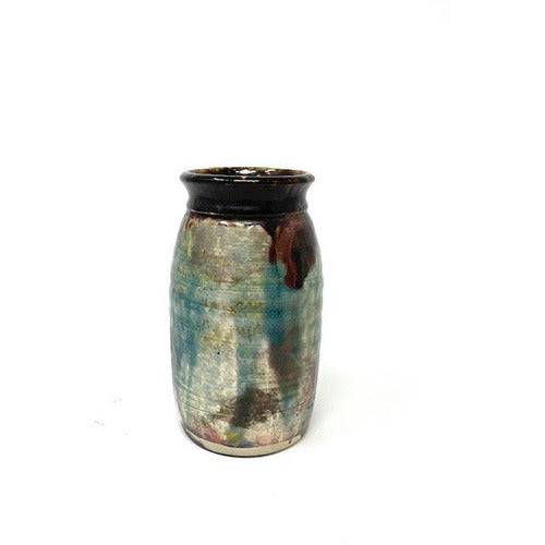 Brown/Blue/Metallic Gazed Vase - Anecdote