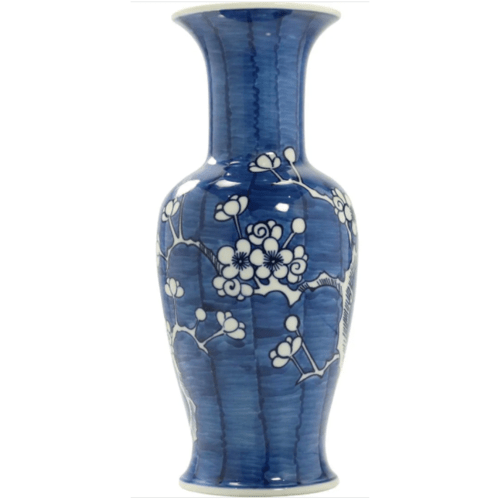 Dogwood Blue and White Vase, Signed - Anecdote
