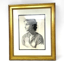 Ink Drawing, Portrait of a Young Woman - Anecdote