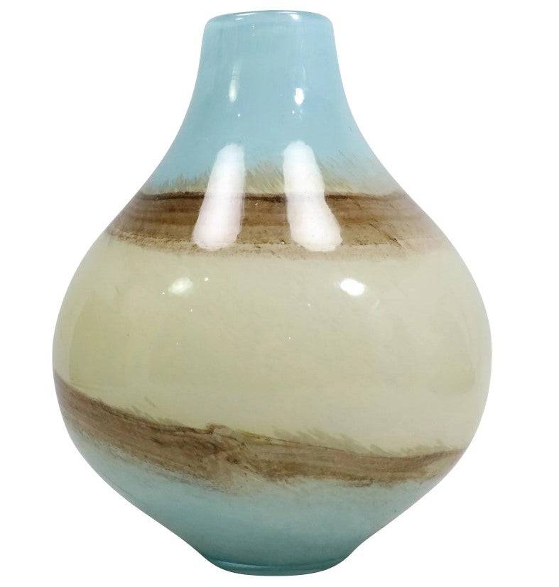 Mid-Century Modern Glass Blue Sand Brown Vase, Vintage - Anecdote