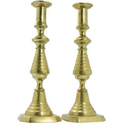 Pair Early 19th C. Brass Colonial Push-up Candlesticks - Anecdote