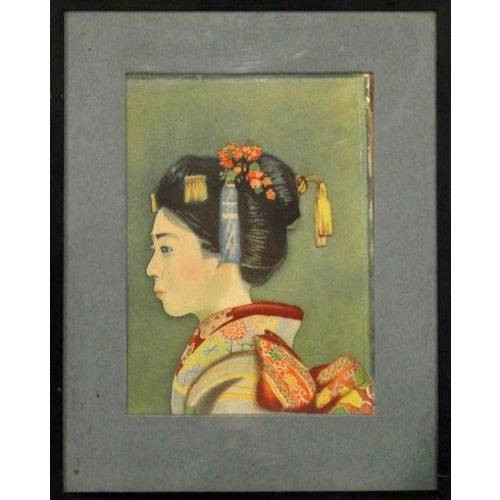 Quality Antique Watercolor Portrait Chinese Girl - Anecdote