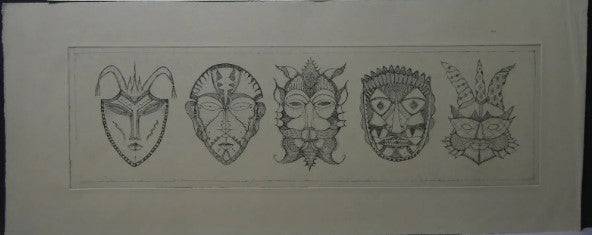 Robert Klunk Etchings Dancing Figures & Masks - Anecdote