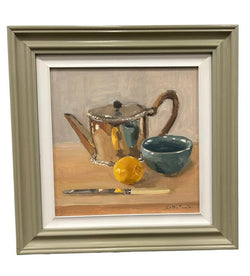 "Lemon with Japanese Bowl and Silver Teapot" by Lotta Teale