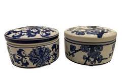 Blue & White Chinoiserie Round Boxes