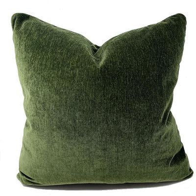 Everest Forest Green Velvet Throw Pillow